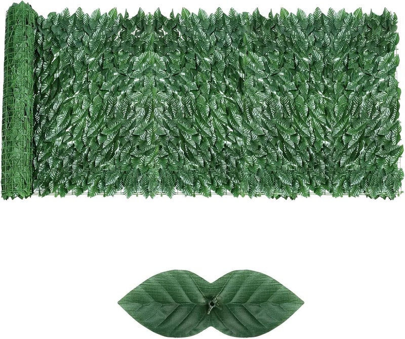 Skloopearg Artificial Ivy Privacy Fence Screen,59"x118" UV-Anti Fake Leaves Plant Vine,Privacy Hedges Wall for Indoor Outdoor Garden Backyard Decor,Color Green Pineapple Leaves - Image 1
